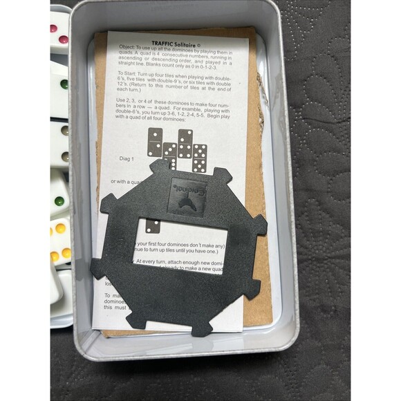 28 Double Six Color Dot Dominoes in Metal Tin Classic Games Cardinal Games Home - Picture 6 of 10